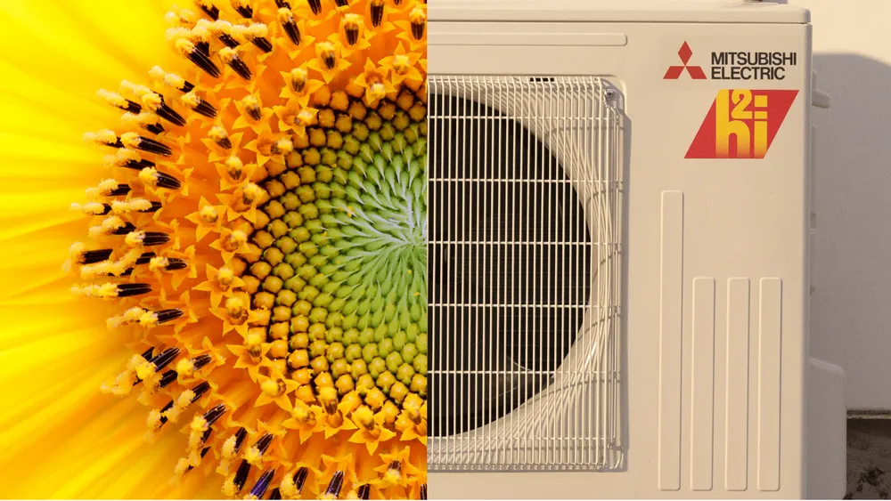 HVAC technician service van and residential cooling equipment